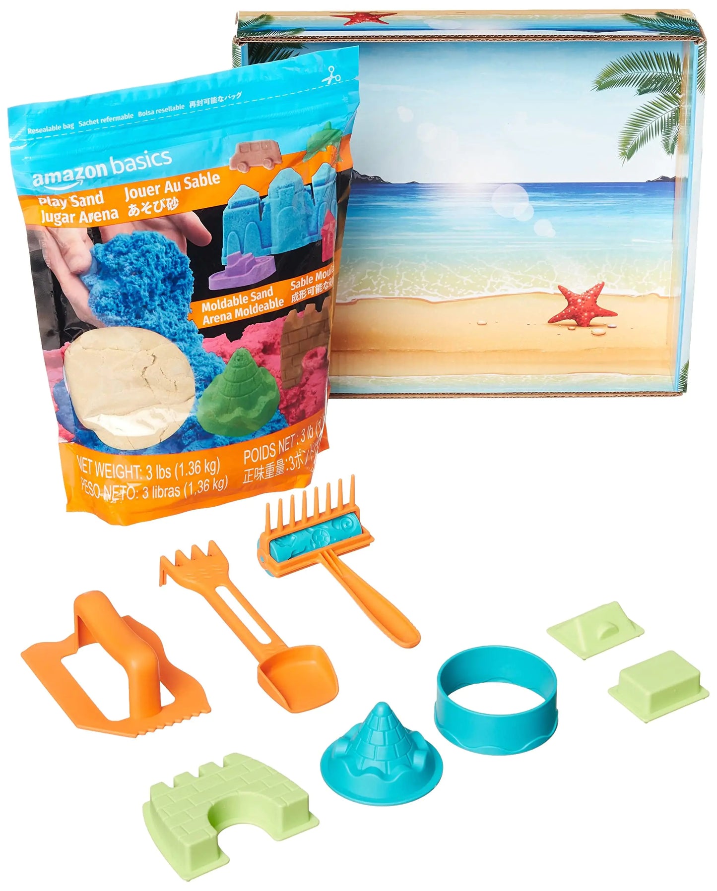 Amazon Basics 3lb Sensory Sand Kit with Castle Molds